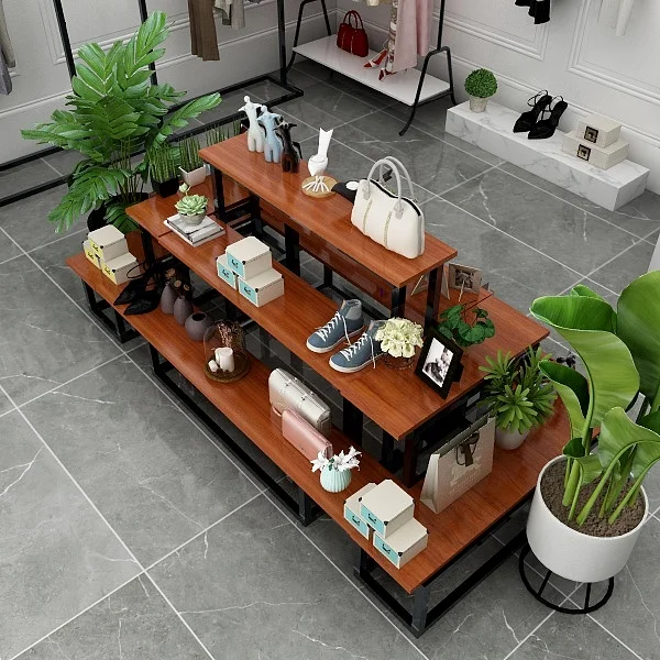 Hotel buffet restaurant display racks 5-tier high & low display table set clothing shop metal middle display stands