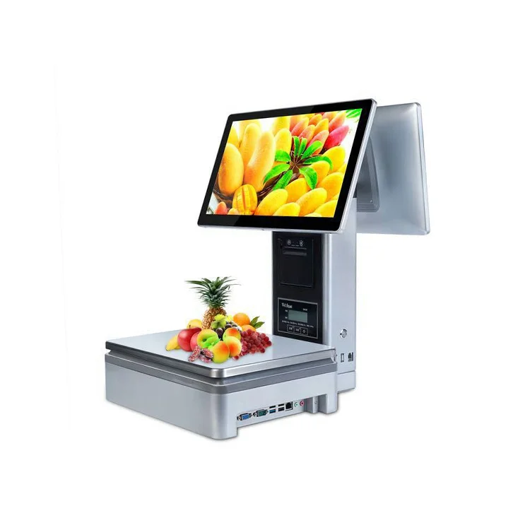 China Custom Made Dustproof 10 Points Capacitive Pos Terminal All In One  Cash Register Scale Supermarket Pos System