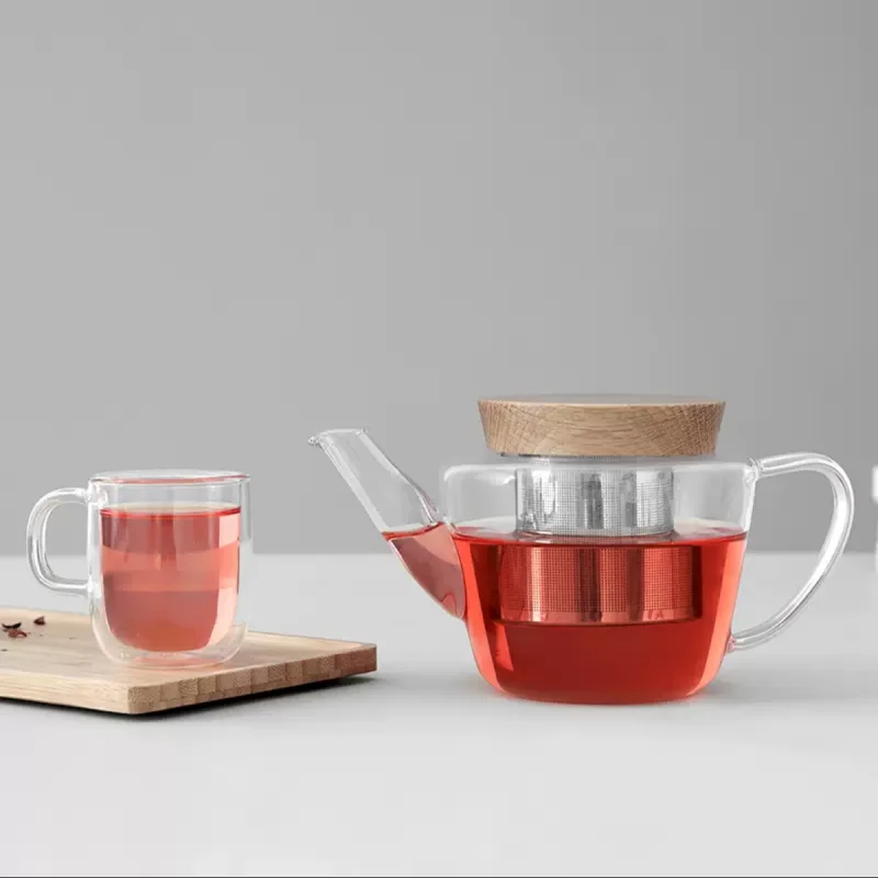 Деревянная крышка боросиликатный съемный стеклянный чайник ручной работы из нержавеющей стали