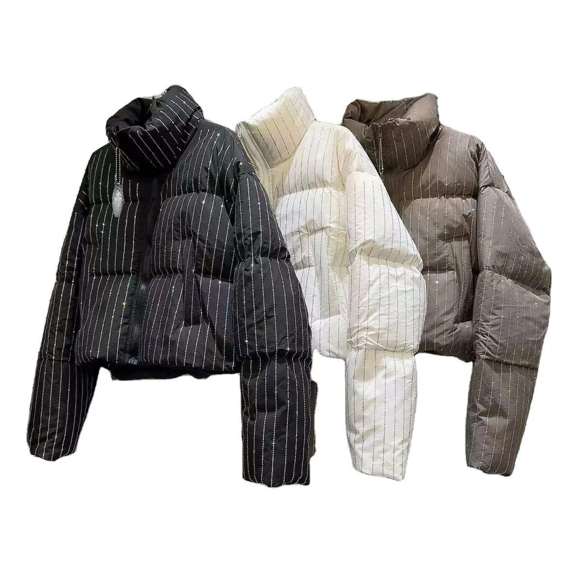 Women Solid Jackets Bubble Short Crop Coats Puff Ladies Down Coats Winter Bomber Puffer Jackets Thick Warm Custom Patchwork S-XL