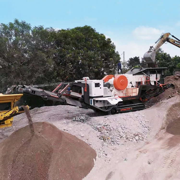 Mobile concrete waste jaw crusher machine tracked stone crushing plant portable rock crusher for sale