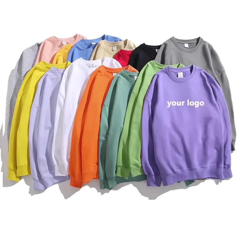 Wholesale Plain Hooded Sweatshirt Custom Logo Sweatshirt Blank Pullover Sweatshirt Without Hood For men