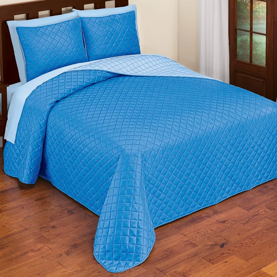 Kingworth King Size Bedspread Set Quilted Diamond Textured Reversible Bedspread