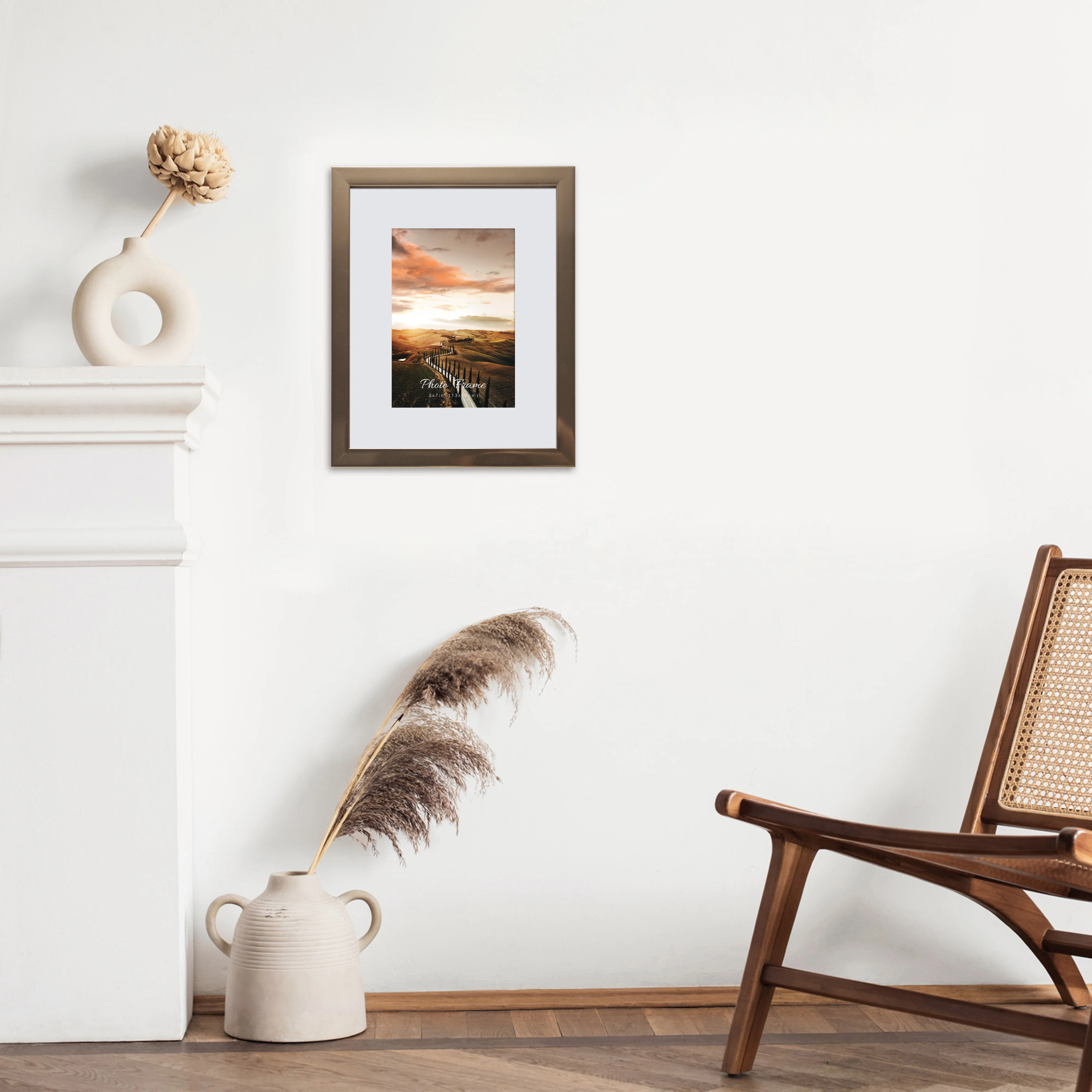 Gold plastic Picture Frame Displays Photos Easel Stand Included Wall Display 8x10 Frame for 5x7 Photos with Mat or 8x10 without