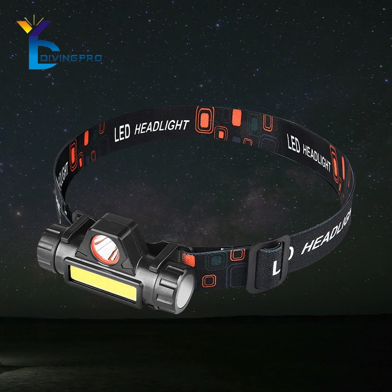 COB LED strong waterproof headlight portable USB rechargeable led headlight