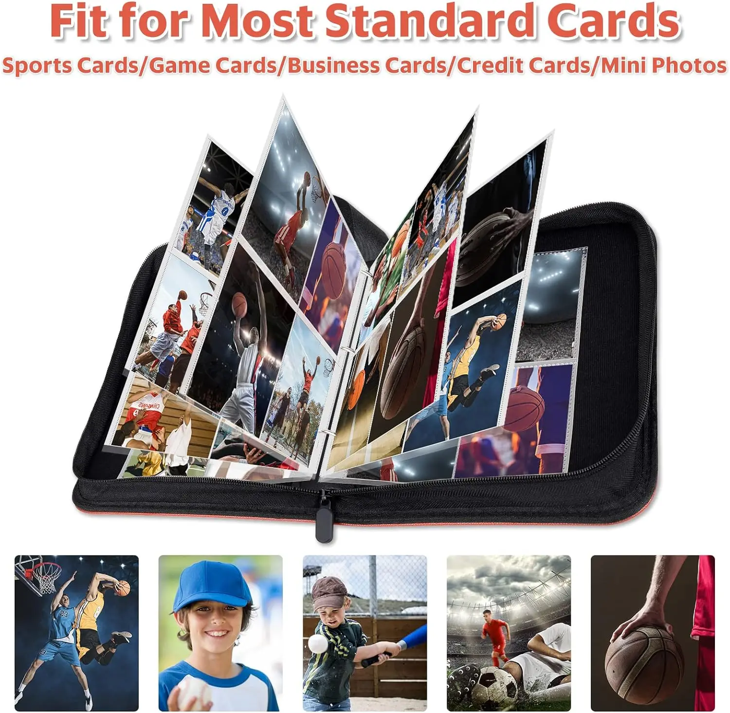 New Design Basketball Card Binder Sleeves Trading Cards Double Sided Pocket Page Album PU Leather Album Case