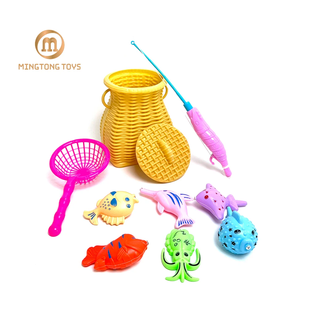 Детская Классическая забавная имитационная бамбуковая корзина пластиковая игрушка рыбные удочки игровой набор для рыбалки