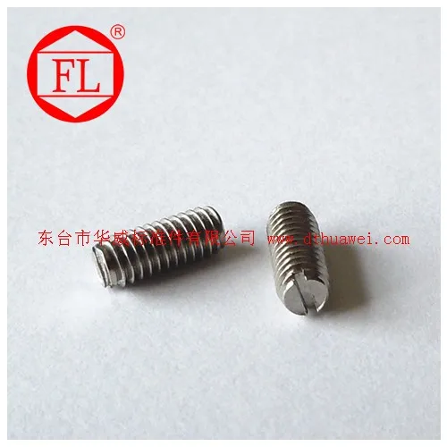 Stainless steel slotted set screw (concave end)