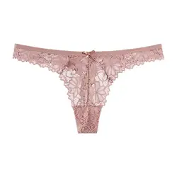 WKER new fashion lace thong with transparent pattern cool pure cotton girl underwear