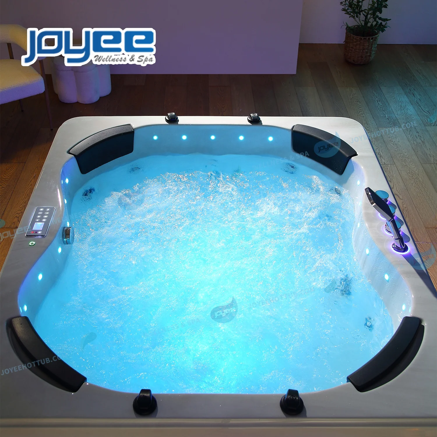 JOYEE Air Bubble Soaking Massage 4 Persons Indoor Bathtub Spa Bluetooth Music Design With Heater Indoor Spa Tub