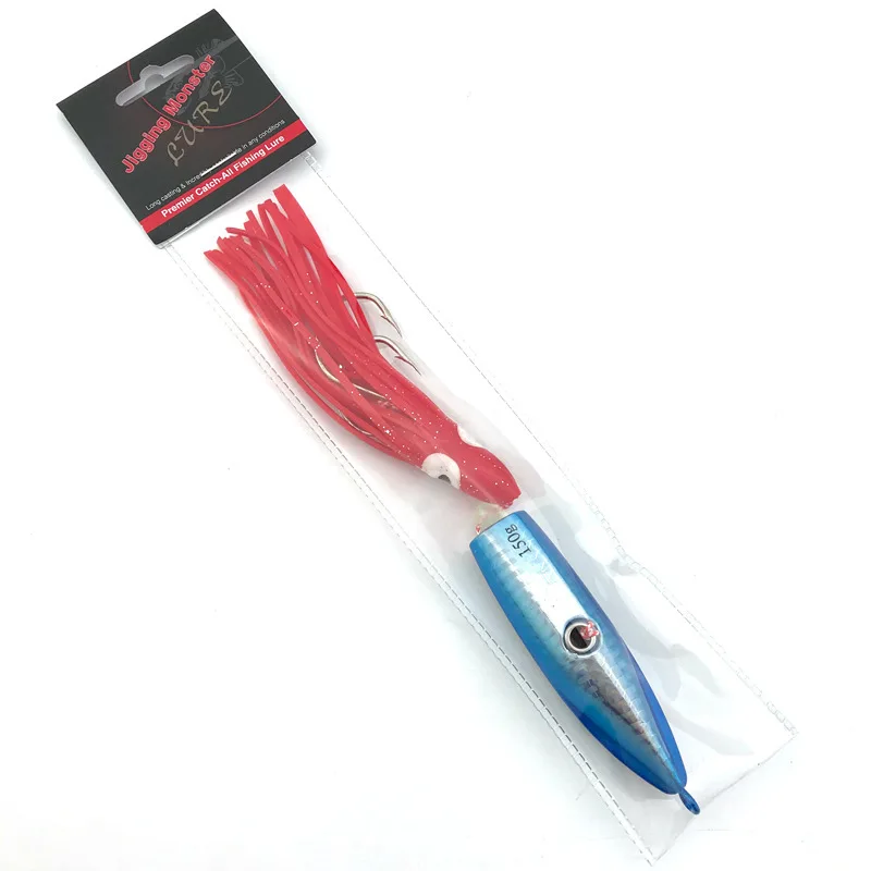 Jig25 boat fishing  yanyue false bait 40g- 200g lead fish iron plate bait luminous squid hook Octupos Squid Jigs