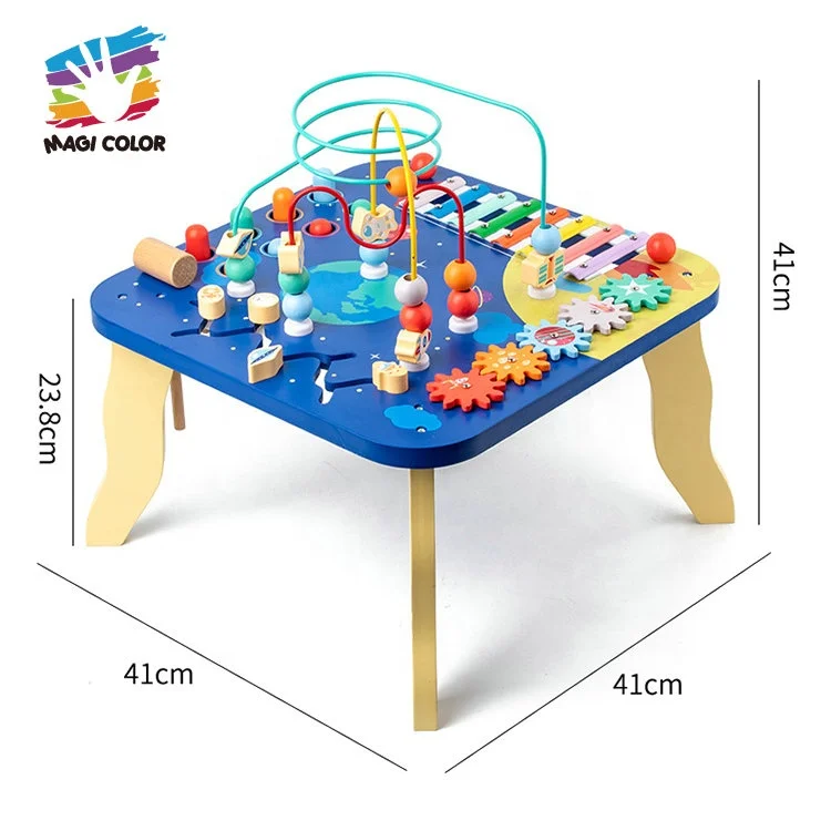 Montessori Activity Sensory Toy 5 in 1 Wooden Bead Maze Table for Kids W12D631