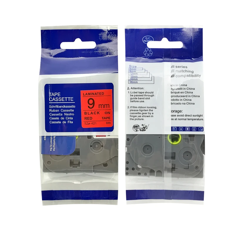 Orison Термотрансферная Лента Этикетка черная на Красной 9 мм TZe-421 TZO-421 TZ241 старую кассету используется для brother принтер для печати этикеток