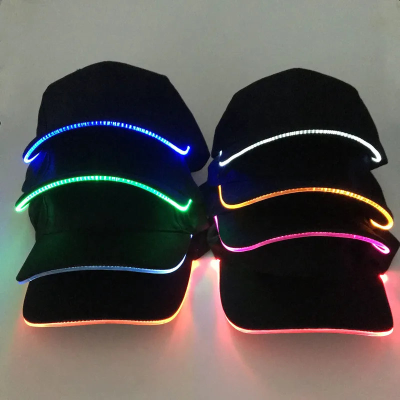 hot sale custom design patent fiber optic LED Light flashing caps outdoor sports LED baseball Cap