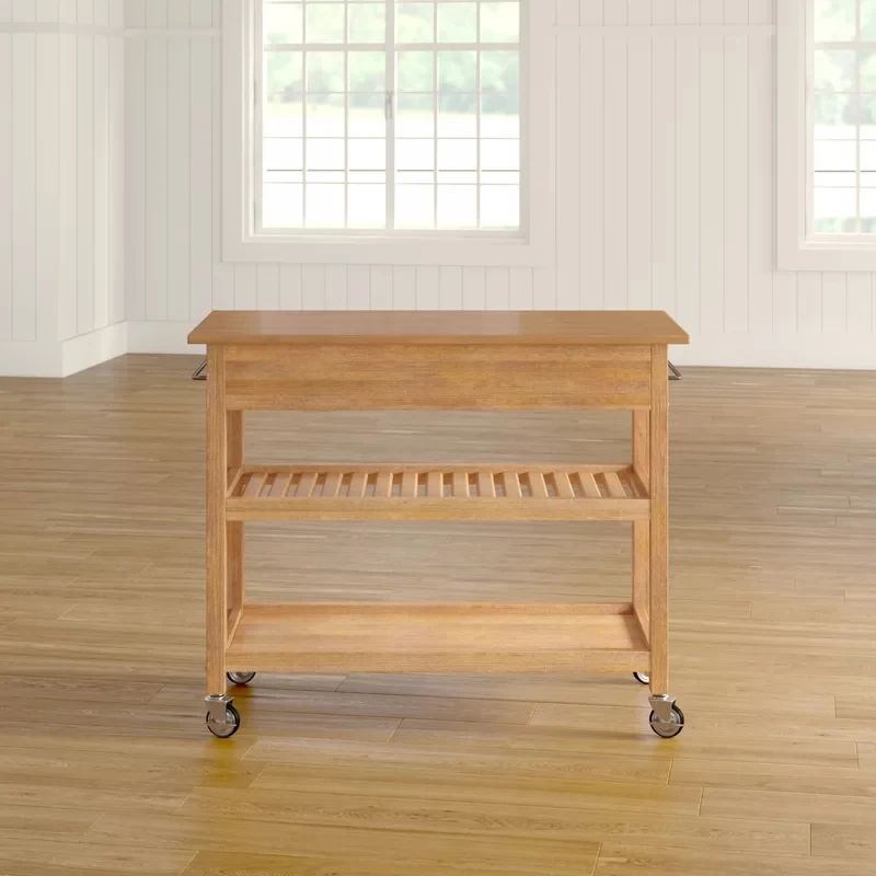  Classic rubber wood kitchen island cart with a wooden