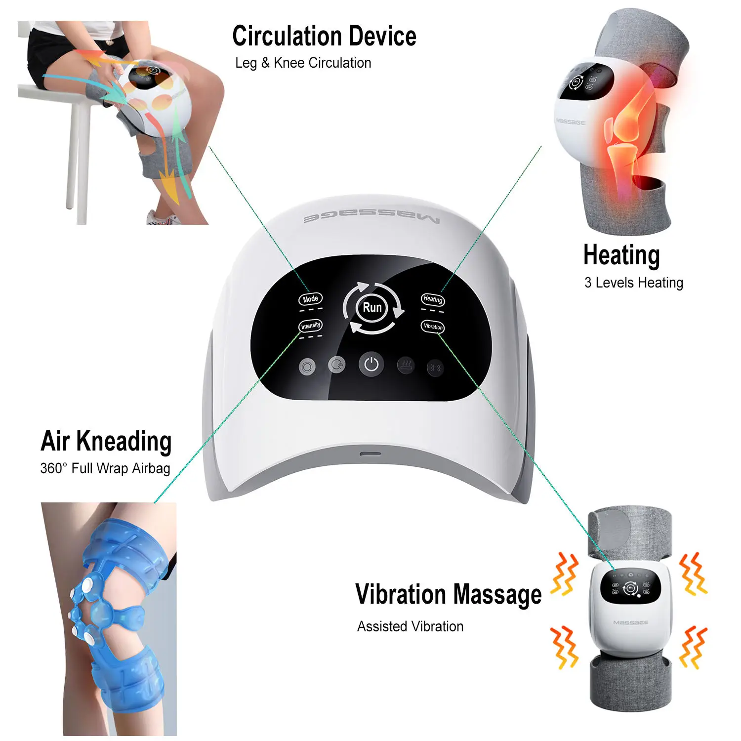 HEZHENG New Design Knee Healthcare Air Pressure Leg Joints Physiotherapy Recovery Hot compress Knee Therapy Massager