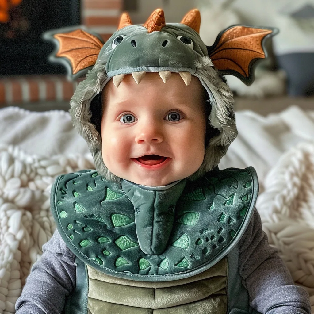 original newborn Kids Toddlers Plush Winter Beanie and Bibs Dragon Horn Hat Cute Warm Animal Cotton Knit Hat Waterproof