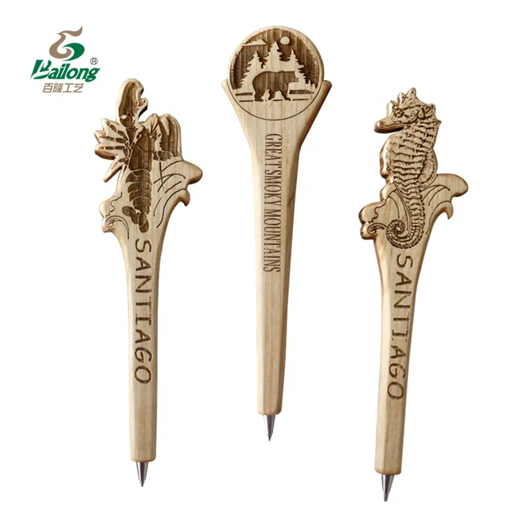 Профессиональная фабрика ручной работы Пользовательский логотип туристический сувенир подарок гравировка деревянная ручка