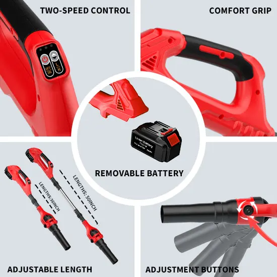 Portable Garden cordless 21V Lithium Battery Cordless Blower speed control air leaf blower handheld wireless snow blower fan