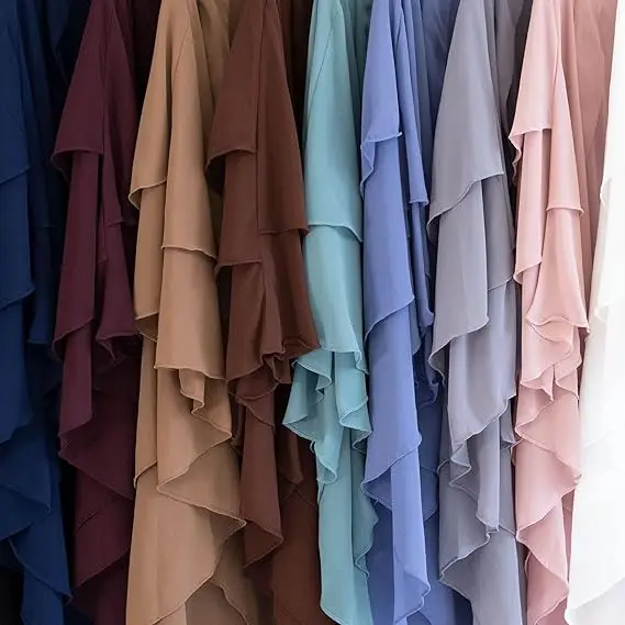 chiffon hijab abaya 2 piece khimars set wholesale niqab black jilbab khimar