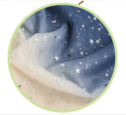 
rainbow glitter printed tulle rainbow star printed tulle children mesh for dress 