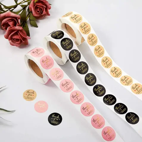 Label maker custom logo waterproof sticker paper printing transparent roll gold foil sticker label
