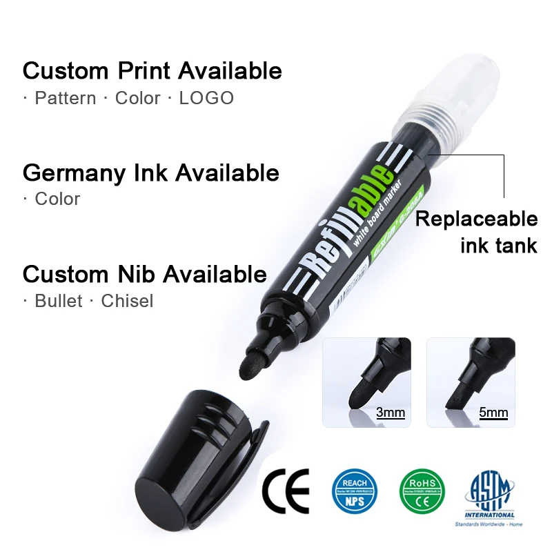 GXIN G-206A Hot selling white board pen Non-Toxic refillable dry erase pen refill ink school office whiteboard marker