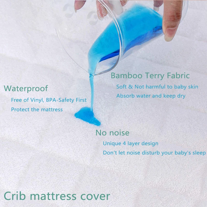 bamboo fiber quilted cot bed mattress protectors cover pad crib sheet set baby bassinet fitted sheet