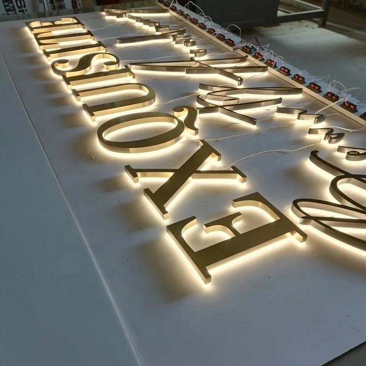 led signage custom outdoor indoor wall led light 3d backlit logo sign led acrylic edge lit gold color led backlit letter sign