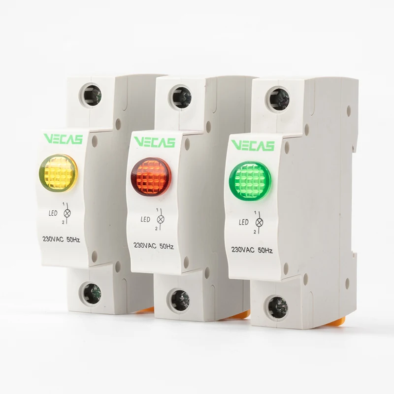 Светодиодный индикатор сигнализации VECAS, трехцветный, красный, желтый, зеленый, подходит для фиксации направляющей 230 В переменного тока, 35 мм, 220 В, Прозрачный HB & HD