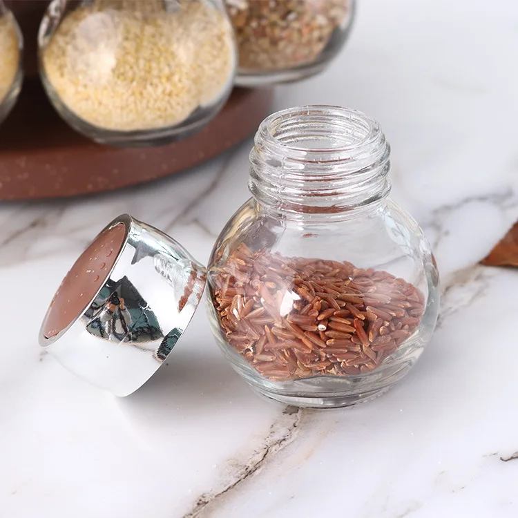 Rotating Cruet Condiment Seasoning Jars Set For Spices Pepper Sprays Bottles Seasoning Salt Jars Kitchen Storage Rack