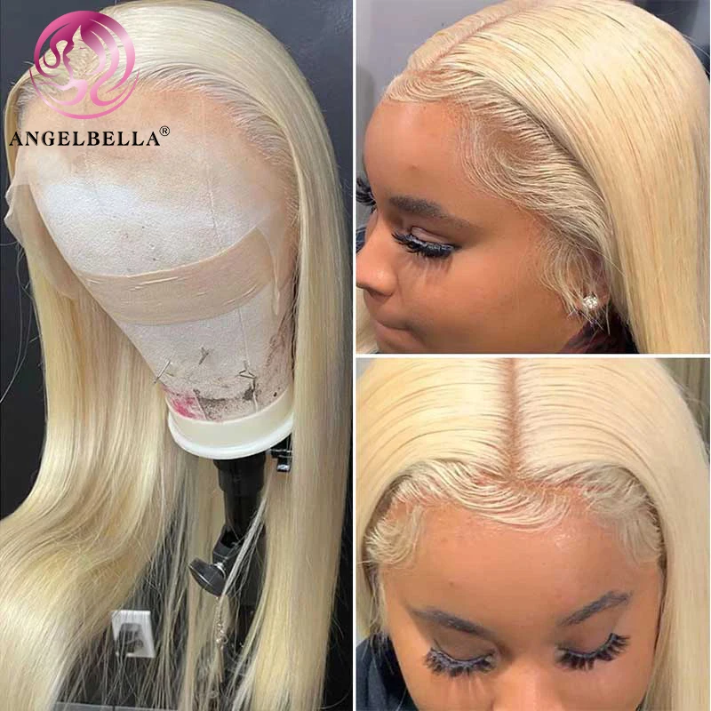 AngelBella Роскошные парики из натуральных волос Hd прозрачные фронтальные 30 дюймов светлый 613 13x6 парик на фронтальной сетке