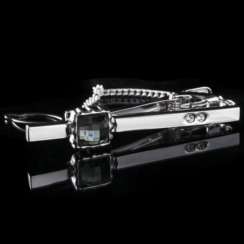 hot selling cool mens suits silver copper diamond chain tie bar clip