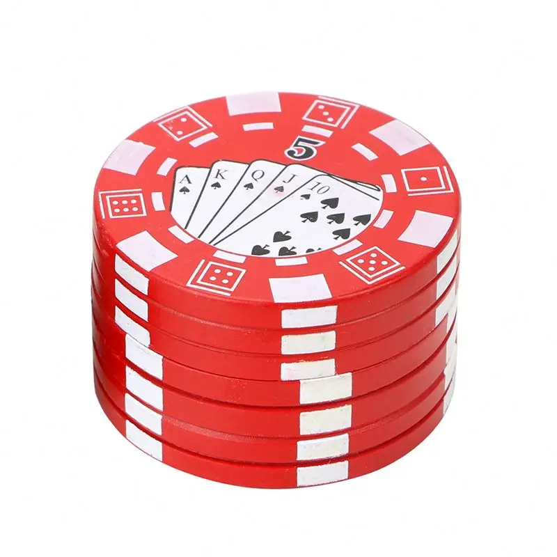 Fashion 3 Layers Poker Chip Style Herb Grinder 12Pcs/Display Box Metal Tobacco Crusher Portable Smoking Accessories G072