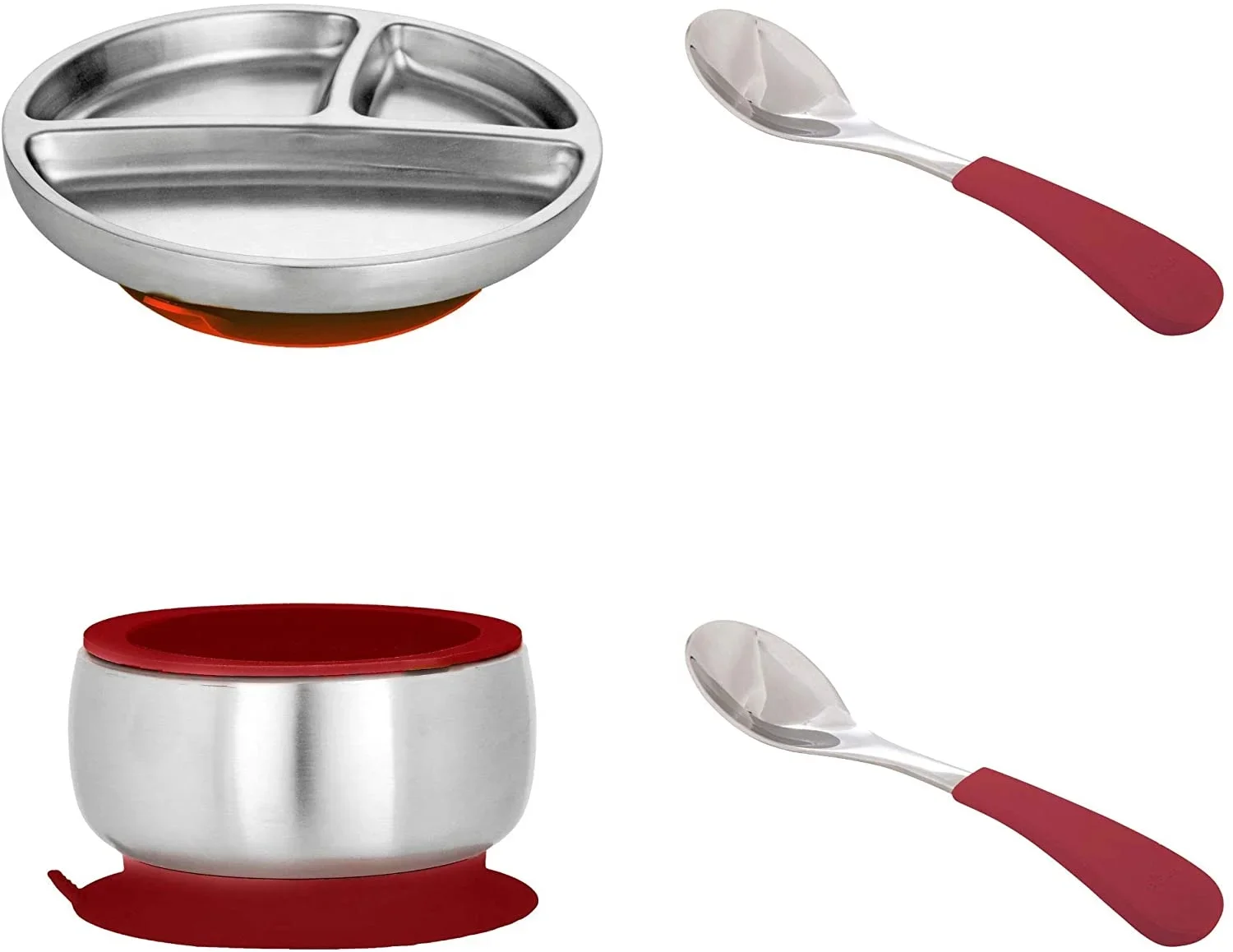 New Arrival BPA Free Stainless Steel Baby Bowl With Silicone Suction And Storage Lids Set Baby Toddler Feeding For Baby