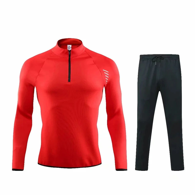 custom soccer training jacket pants suit football sportswear gym wear wholesale mens tracksuit half zipper sweatshirt suit