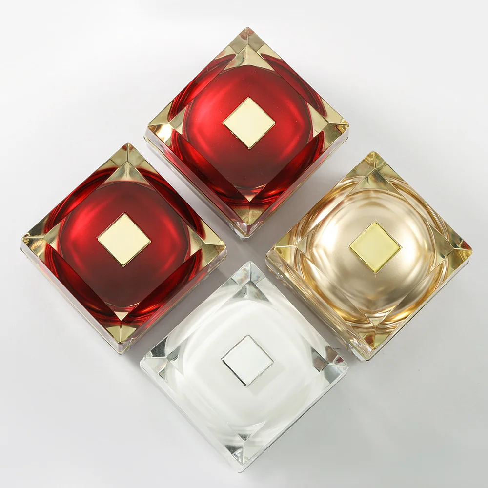 New design 10g High Quality  red Square Packaging Cream Container Acrylic Cosmetic plastic empty face  Cream Jar