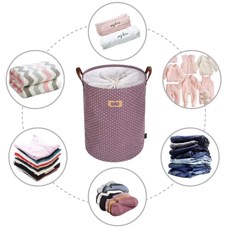 
Cheap Round Foldable Fabric Cloth Laundry Basket Laundry Bag Basket 