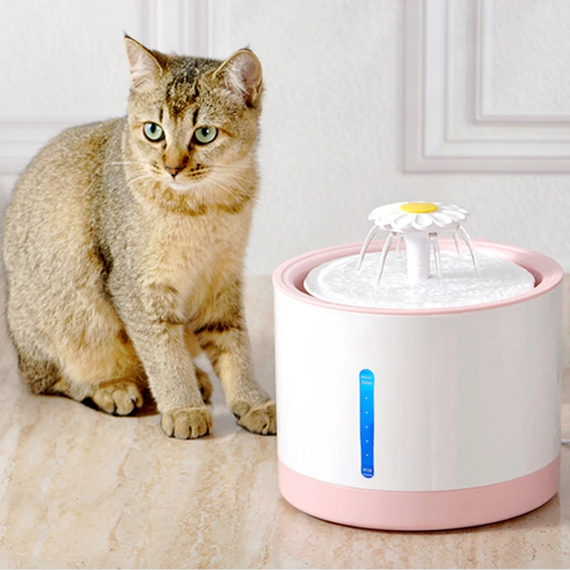 New Daisy Flower Pet Water Fountain 2L 68 oz Silent Dog Cat Electric Water Dispenser Large Capacity Automatic Fountain with USB