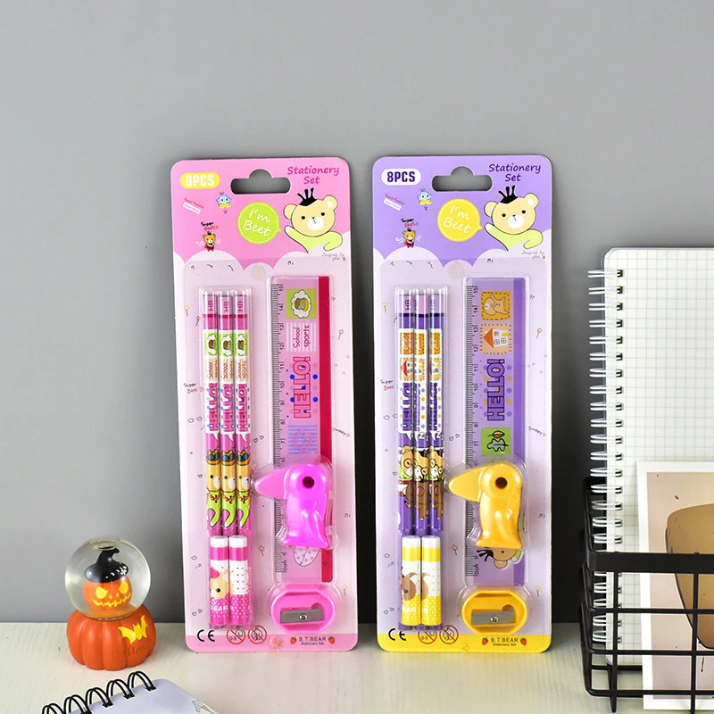 Promotional school gifts customized kids stationery set with pencil