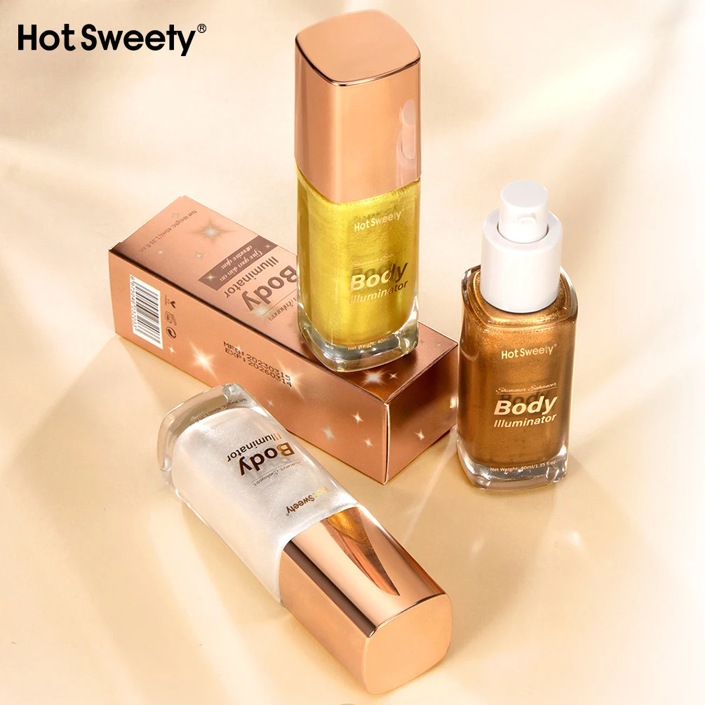 Wholesale Brown Bronzer & HighlightersShimmer Liquid Body Highlighter With Pump Head Highlighter Makeup Private Label