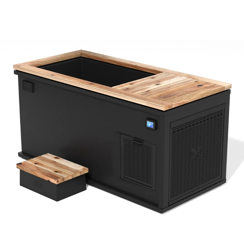 Athlete Recovery All In One Wooden Stainless Steel Liner Ice Bath Cold Plunge Tub With Water Chiller and Cover