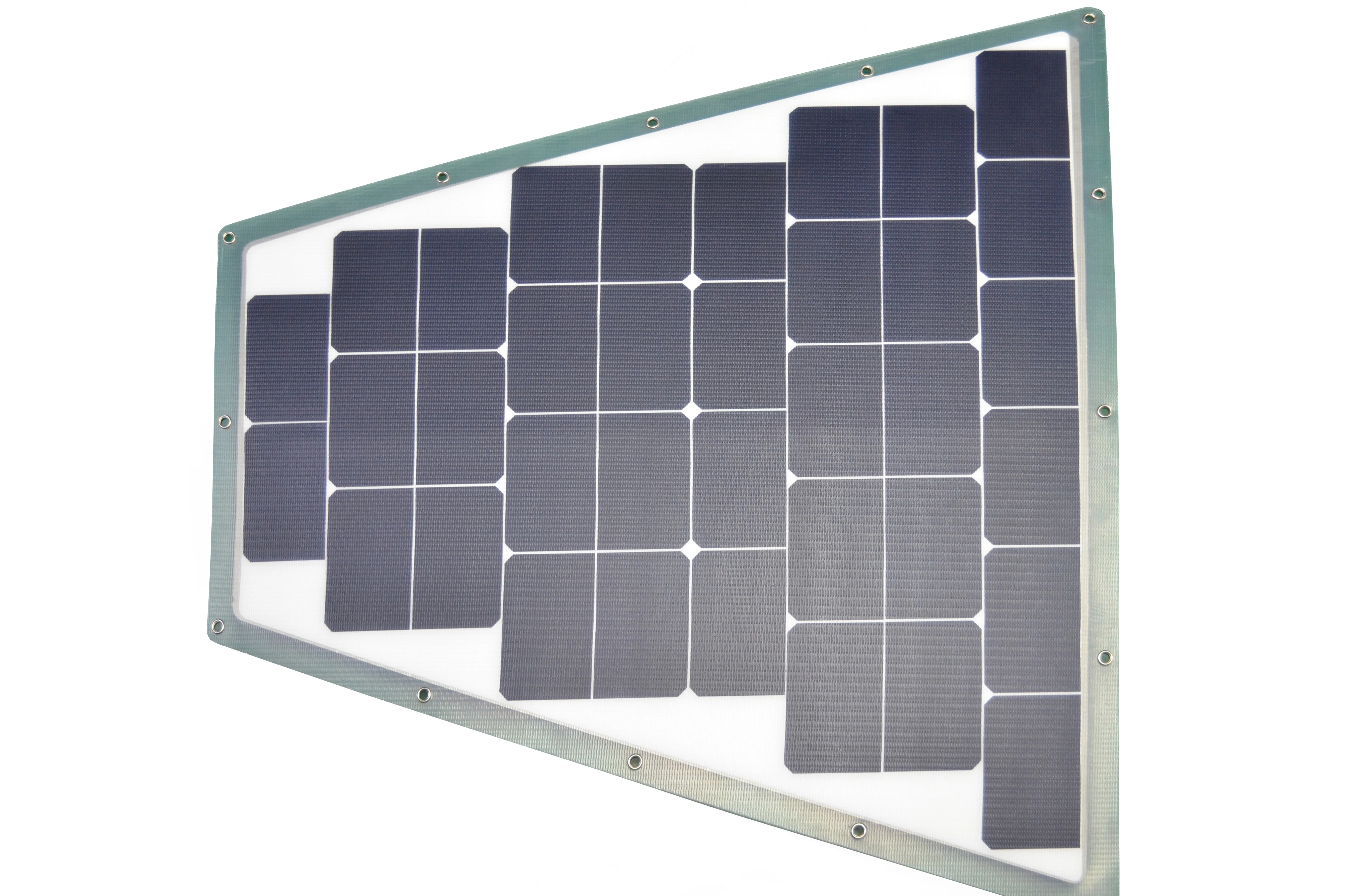 Customer Shape Trapezoid 18V 85W ETFE Sunpower solar panel with steel plate for Yacht