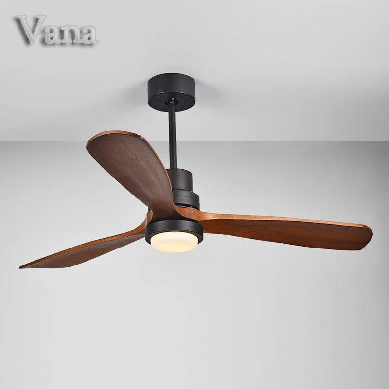 China Price AC Bedroom Ceiling Fan National Copper Ceiling Light with Fan Silent Design Black and Wood Ceiling Fan  with Light