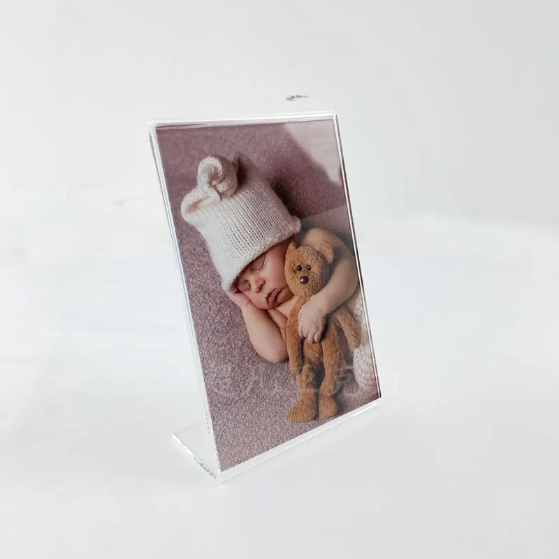 Пользовательская настольная стойка фоторамка L-образная акриловая рамка