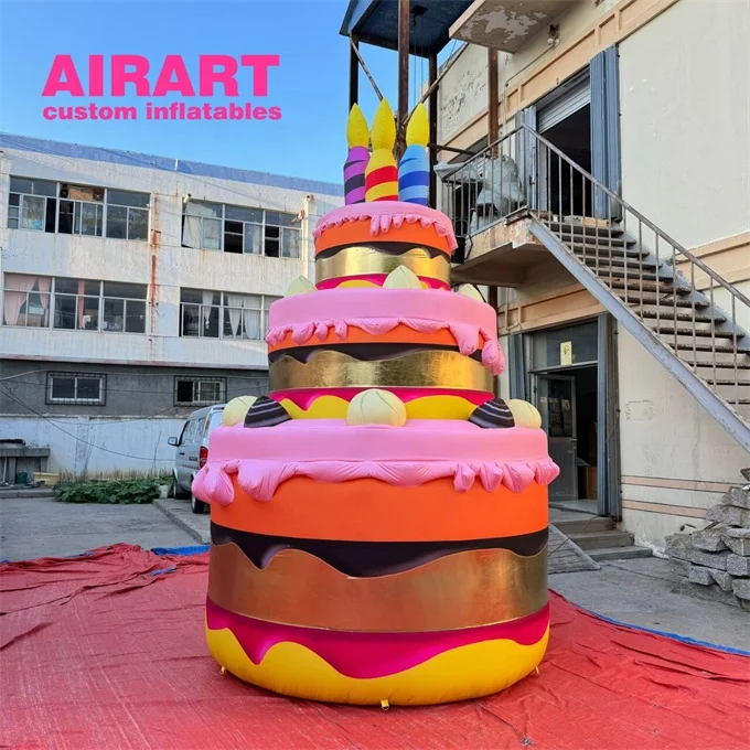 Three-layer decorated inflatable cake, custom inflatable birthday cake for outdoor party