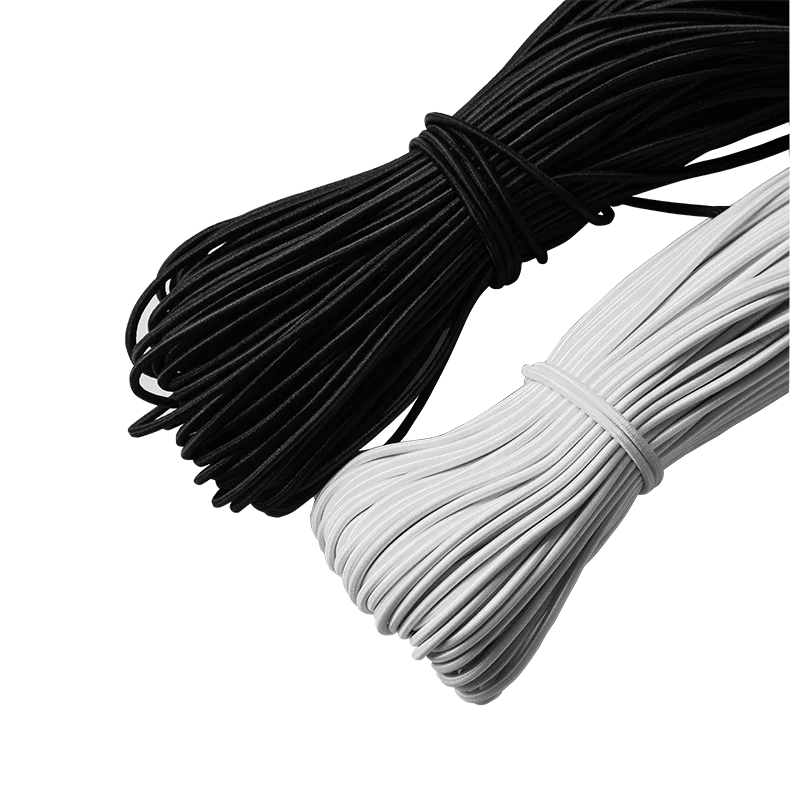 High Quality Black White Elastic Bungee polyester Shock Cord Crafting Stretch String in Stock