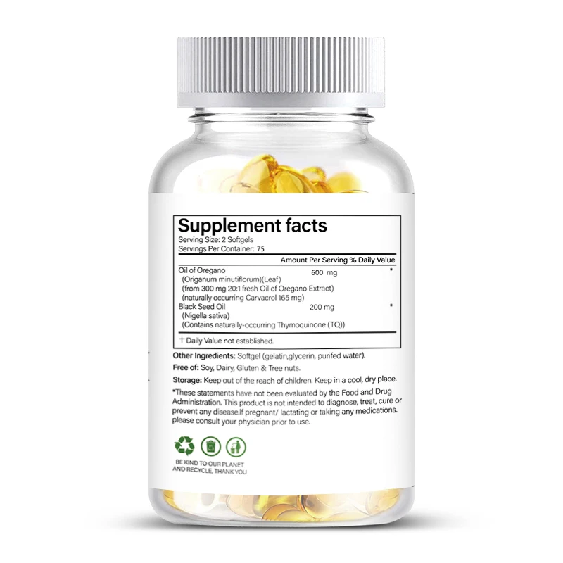 OEM Private Label Wholesale High Quality Oregano Oil Carvacrol Softgel Capsules Oregano Oil Gummies Oregano Oil Drops