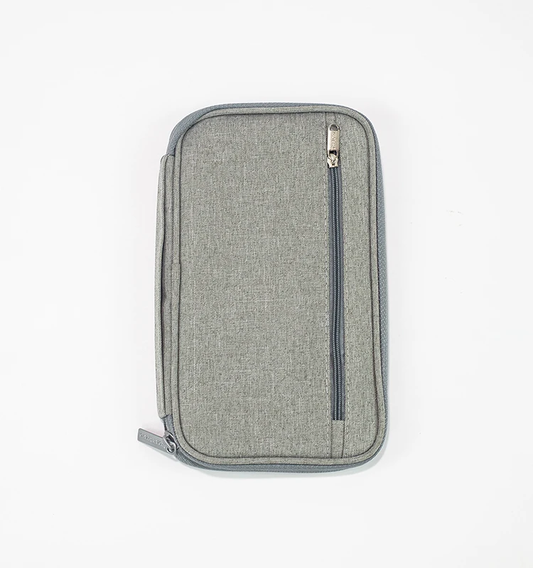 Grey Small Size Money Pouch Valuables Holders Portable Fabric passport storage bag for Card Keys Bills Receipts
