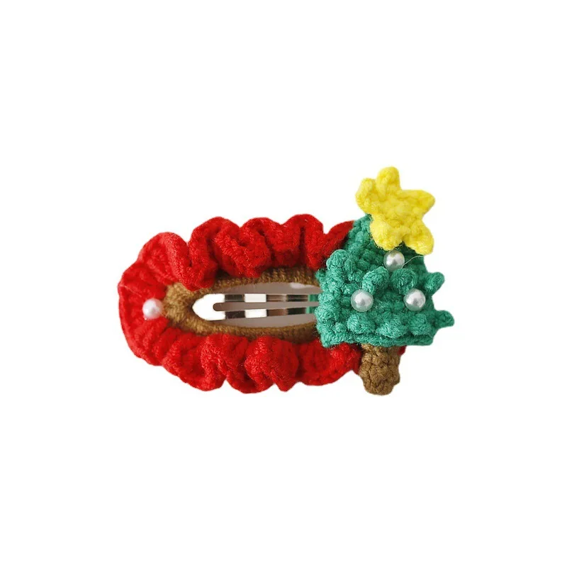 Wholesale Fashion Christmas Elk Hairpins Wool Crochet Animal Hair Clip For Kids Girls